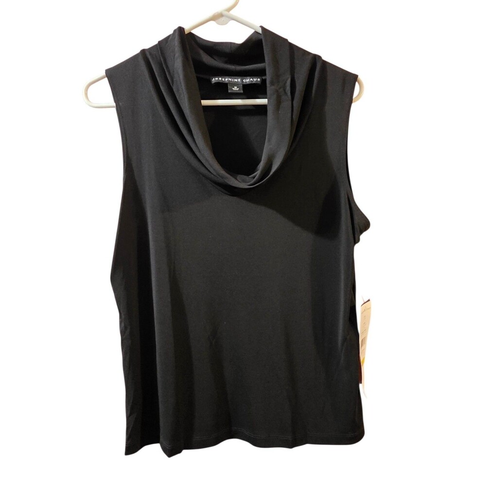 NWT Josephine Claus Black Sleeveless Blouse 100% Silk Woman's Size Med
